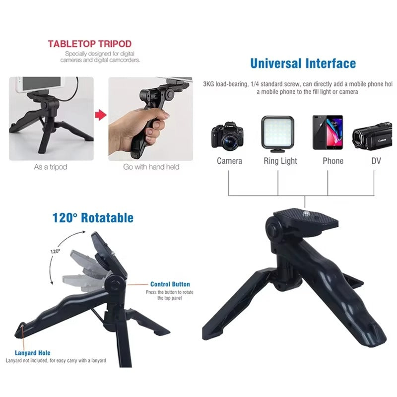 🎬 3‑in‑1 Mobile Vlogging Kit 📱 LED Light + Microphone + Tripod Stand for Content Creators ✨