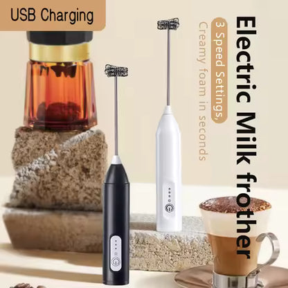 Electric Handheld Milk Frother & Whisk - Portable USB Rechargeable Foam Maker for Coffee, Matcha, and Kitchen Mixing