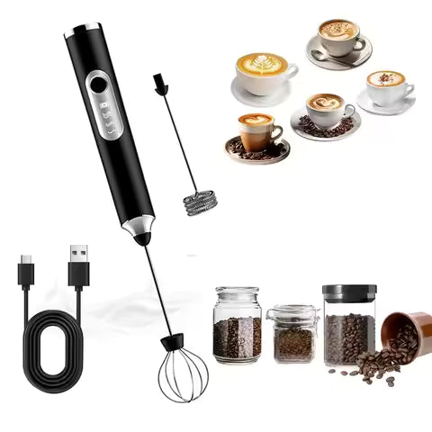 Electric Handheld Milk Frother & Whisk - Portable USB Rechargeable Foam Maker for Coffee, Matcha, and Kitchen Mixing