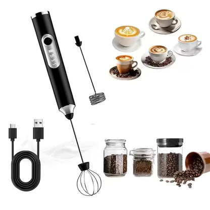 Electric Handheld Milk Frother & Whisk - Portable USB Rechargeable Foam Maker for Coffee, Matcha, and Kitchen Mixing
