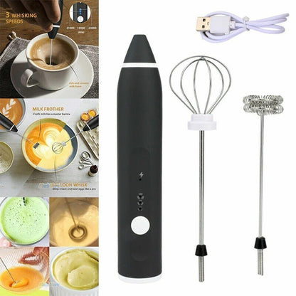 Electric Handheld Milk Frother & Whisk - Portable USB Rechargeable Foam Maker for Coffee, Matcha, and Kitchen Mixing