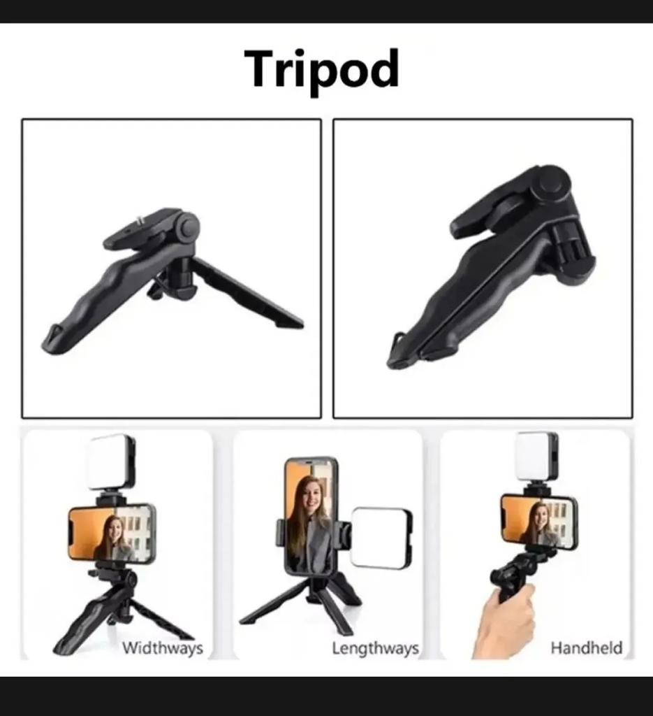 🎬 3‑in‑1 Mobile Vlogging Kit 📱 LED Light + Microphone + Tripod Stand for Content Creators ✨