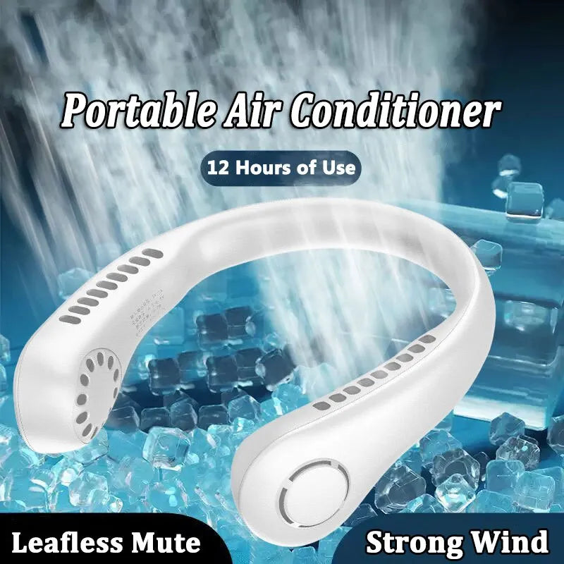 ❄️ Portable Neck Fan Bladeless | Wearable Personal Air Conditioner | 3-Speed USB Rechargeable | Lightweight & Comfortable 🌬️
