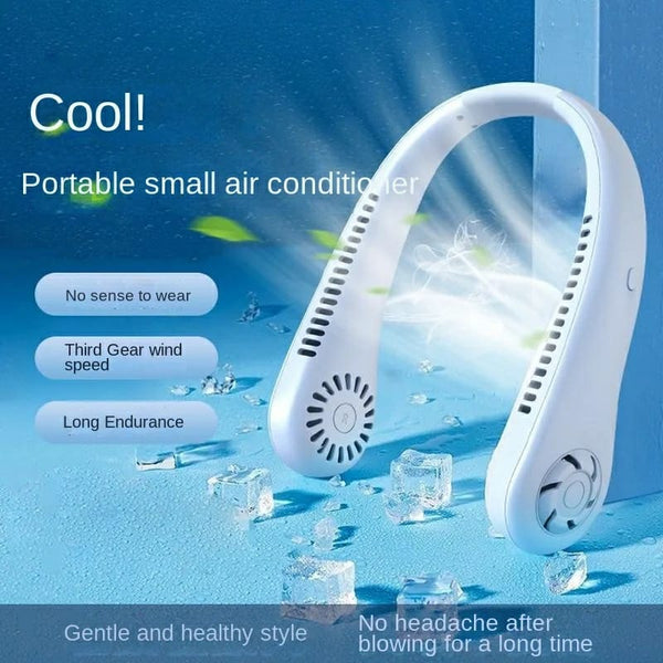 ❄️ Portable Neck Fan Bladeless | Wearable Personal Air Conditioner | 3-Speed USB Rechargeable | Lightweight & Comfortable 🌬️