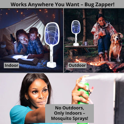 ✅ Rechargeable Electric Mosquito Killer Bat with UV Lamp – 2-in-1 Bug Zappe
