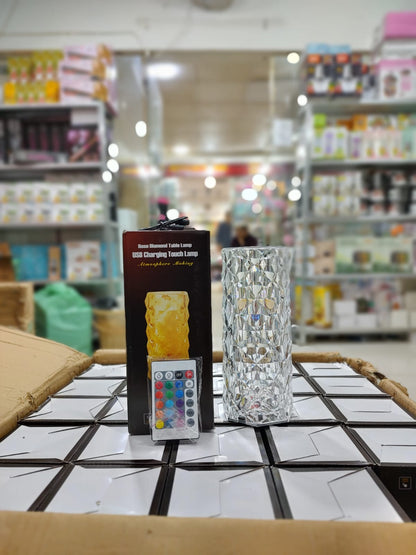 ✨ Rose Diamond Crystal LED Lamp 💎 USB Rechargeable Touch Light with Remote – Perfect for Bedroom & Gifts 🎁