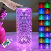 ✨ Rose Diamond Crystal LED Lamp 💎 USB Rechargeable Touch Light with Remote – Perfect for Bedroom & Gifts 🎁