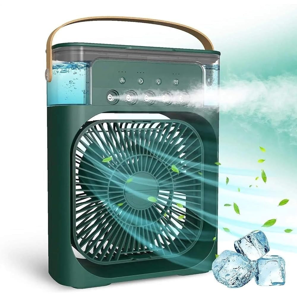 ✨ Smart Portable Air Cooler Fan 🌡️ 3-Speed Wind • 600ML Water Storage • 7-Color Night Light • Auto Timer