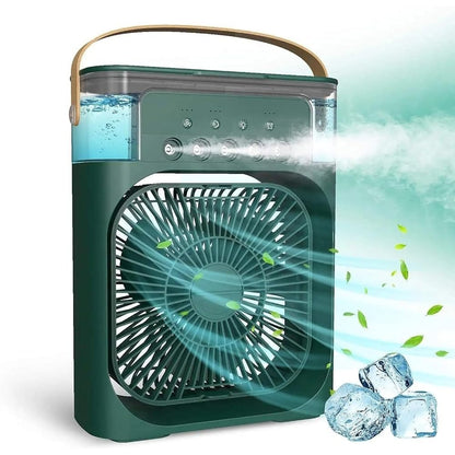 ✨ Smart Portable Air Cooler Fan 🌡️ 3-Speed Wind • 600ML Water Storage • 7-Color Night Light • Auto Timer