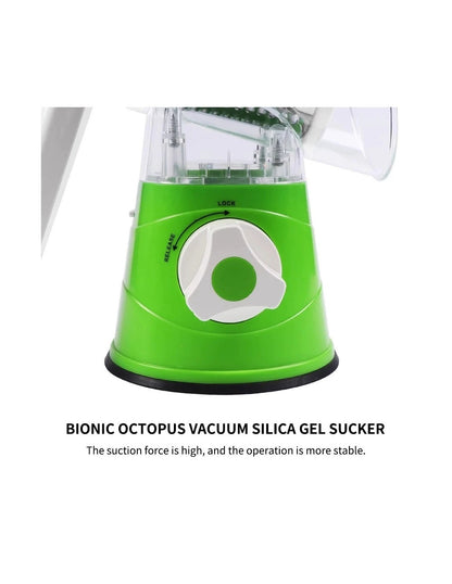 Manual Rotary Vegetable Cutter with 3 Stainless Steel Blades – Kitchen Slicer & Grater