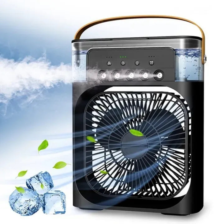 ✨ Smart Portable Air Cooler Fan 🌡️ 3-Speed Wind • 600ML Water Storage • 7-Color Night Light • Auto Timer