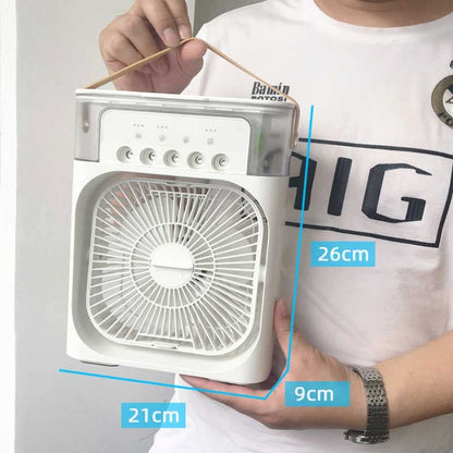 ✨ Smart Portable Air Cooler Fan 🌡️ 3-Speed Wind • 600ML Water Storage • 7-Color Night Light • Auto Timer
